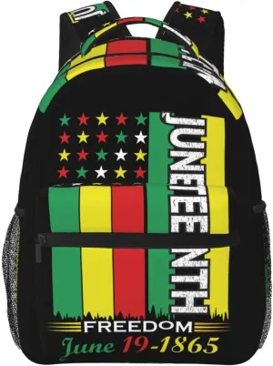 Black History Month JUNETEENTH FREEDOM Backpack Lightweight Laptop Backpack Casual Daypack Travel Double Shoulder Bag For Women Men