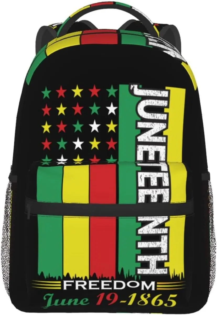 Black History Month JUNETEENTH FREEDOM Backpack Lightweight Laptop Backpack Casual Daypack Travel Double Shoulder Bag For Women Men