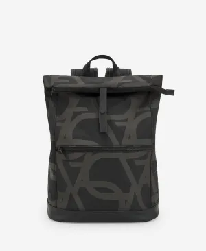 Black Monogram Print Backpack