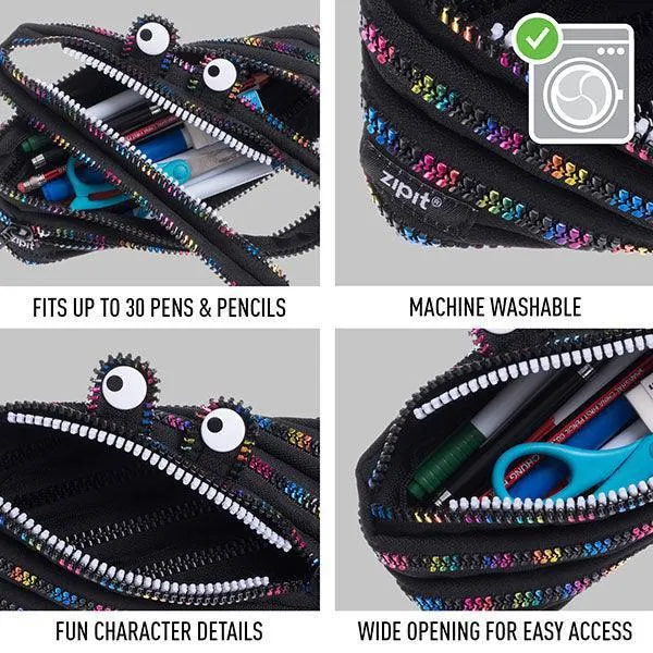 Black   Rainbow Monster Zipper Pouch