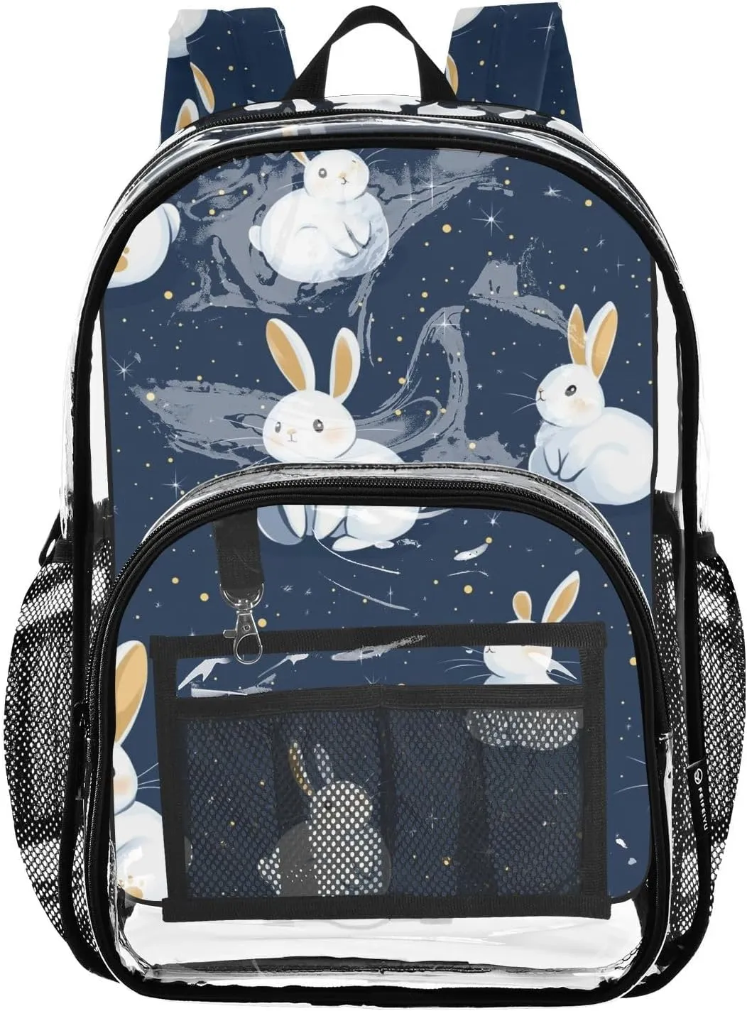 Blue Sky Rabbit Cute Cartoon Backpack Clear For School Clear Backpack School For Girls Seethrough PVC For