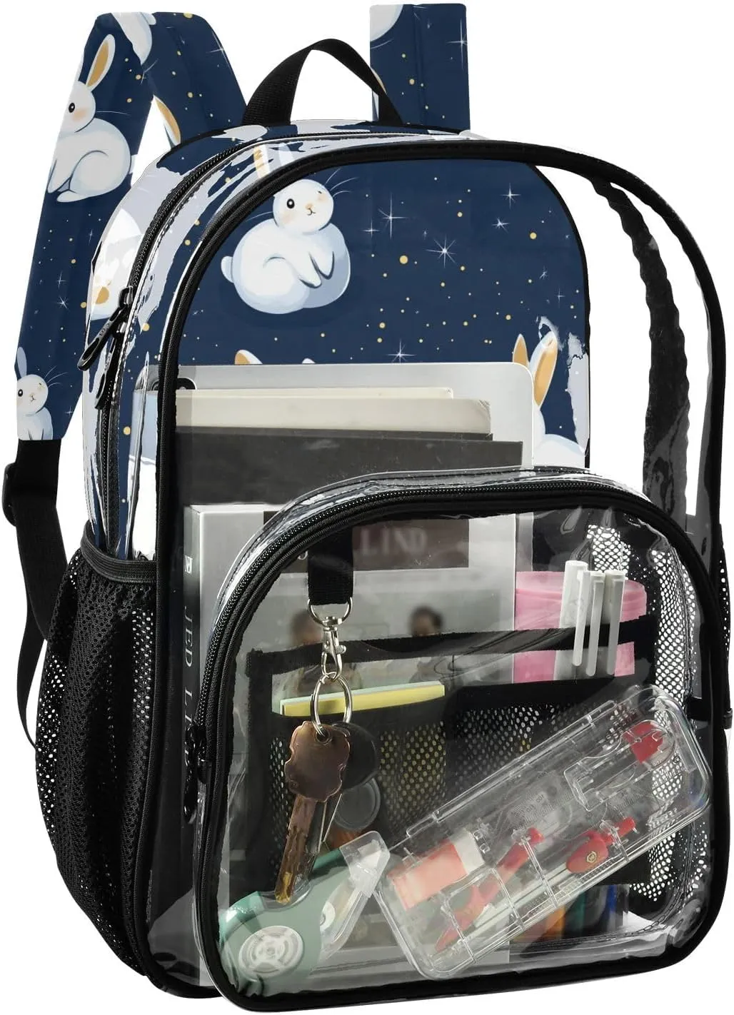 Blue Sky Rabbit Cute Cartoon Backpack Clear For School Clear Backpack School For Girls Seethrough PVC For