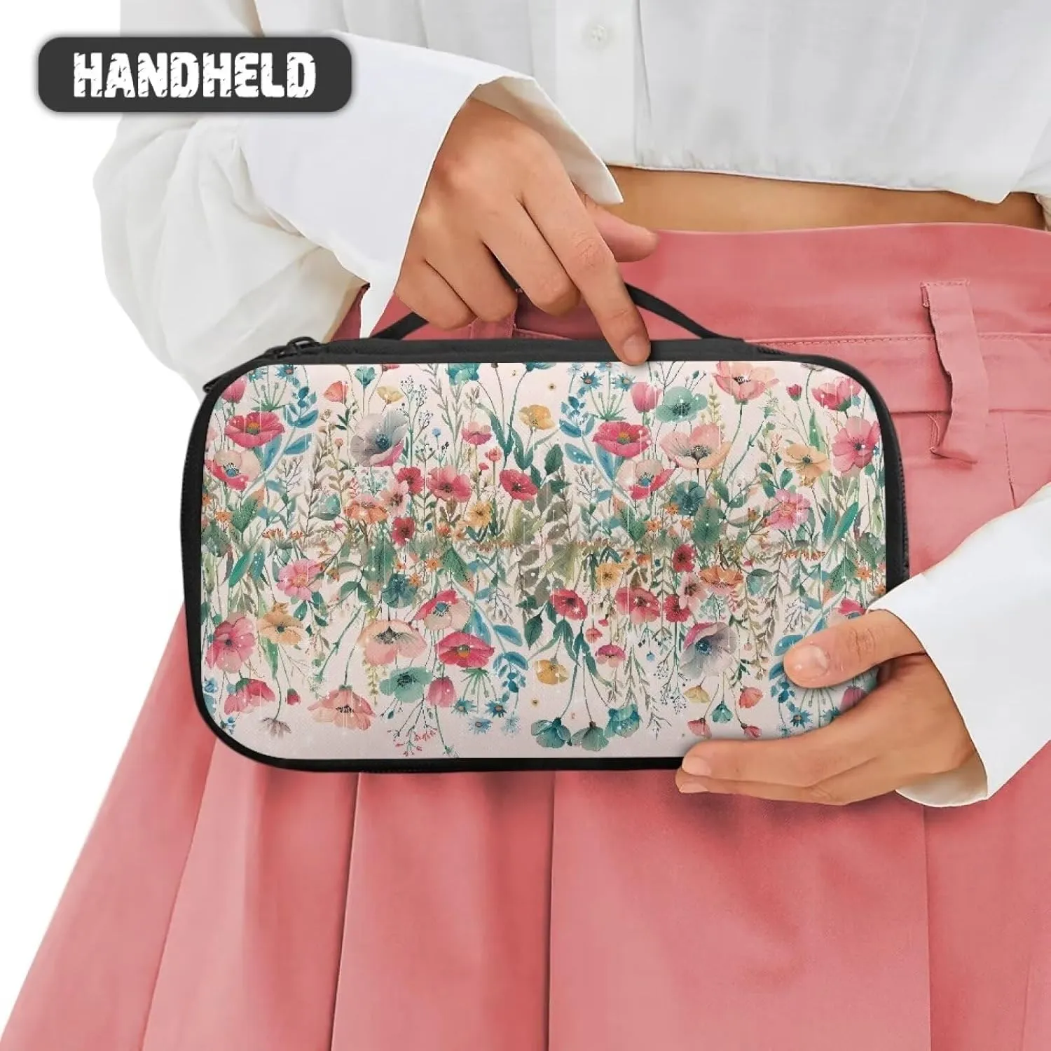 Boho Floral Cosmetic Bag Travel Size Toiletries Kit for Women Multipurpose Travel Make Up Bag Makeup Artist Organizer Bag Holiday Gifts for Mother Dad Sister Family