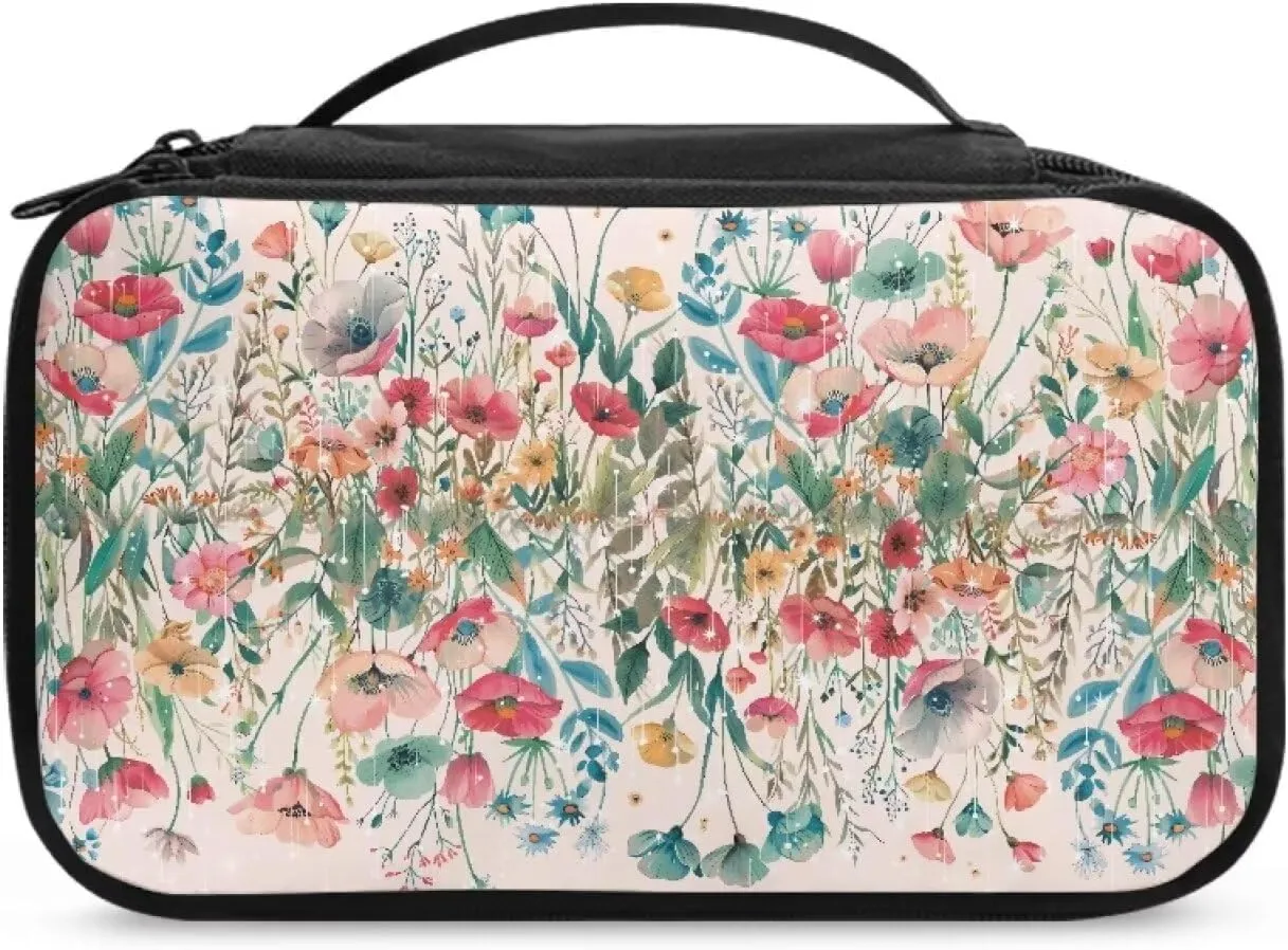 Boho Floral Cosmetic Bag Travel Size Toiletries Kit for Women Multipurpose Travel Make Up Bag Makeup Artist Organizer Bag Holiday Gifts for Mother Dad Sister Family
