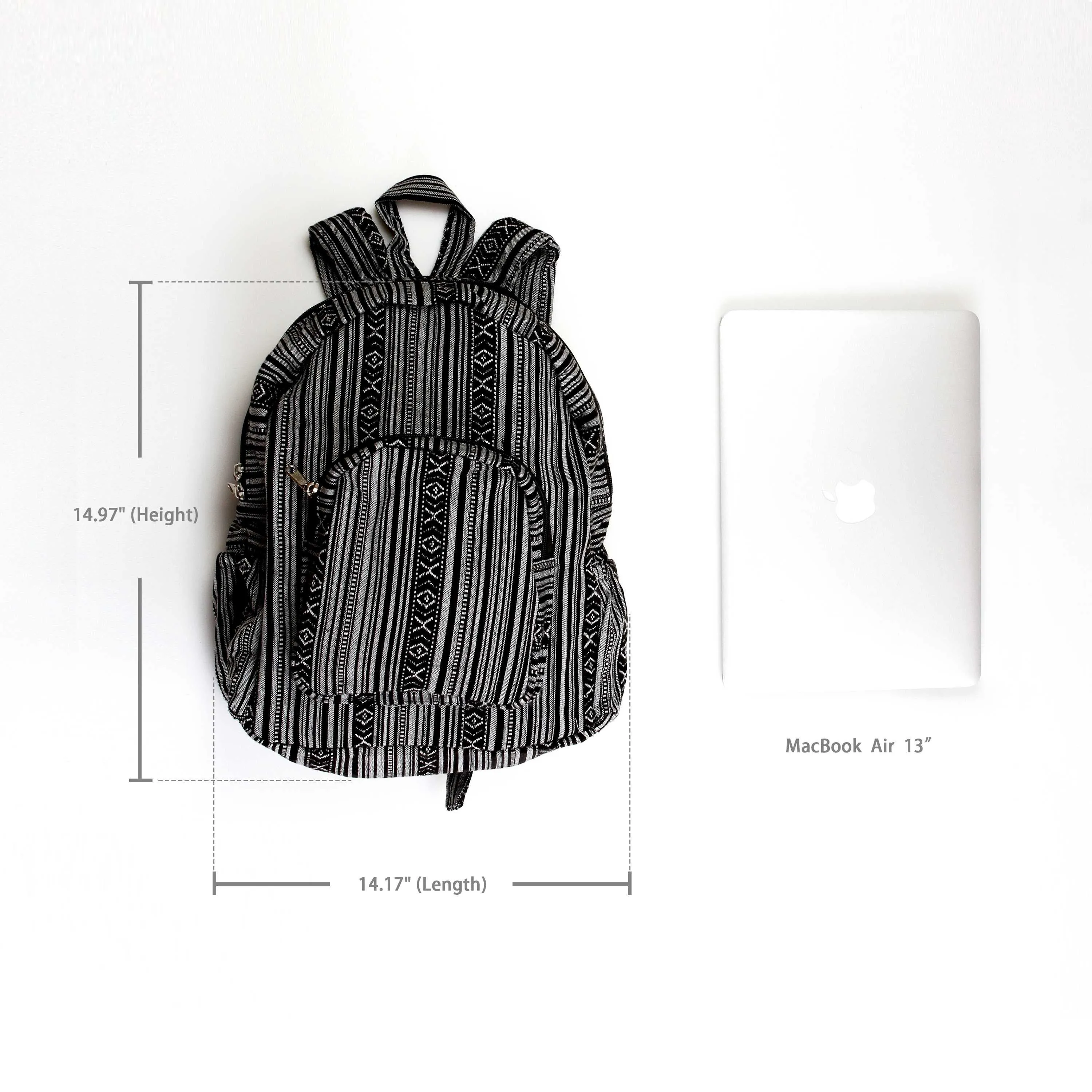 Boho Style Thailand Cotton Backpack-Green Row