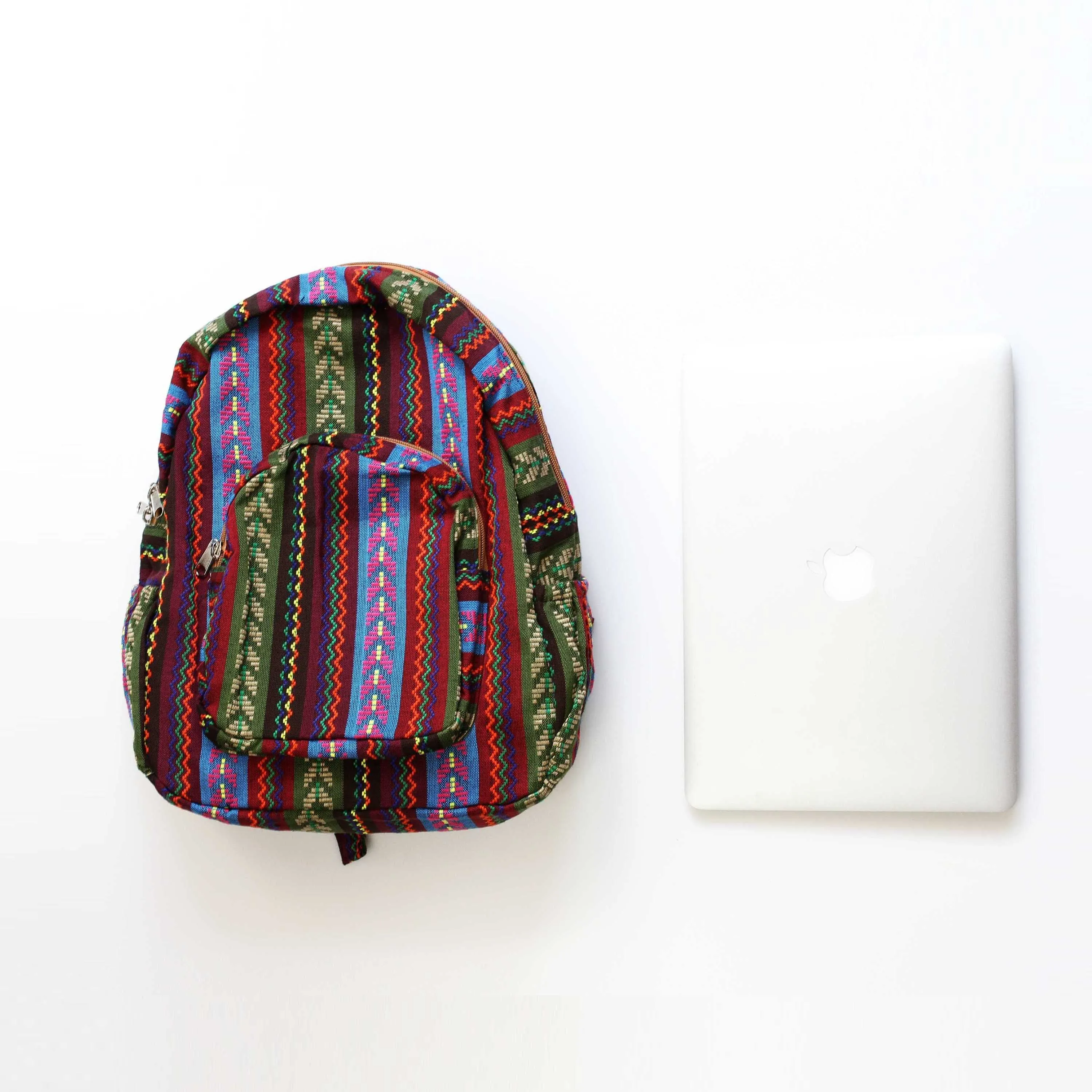 Boho Style Thailand Cotton Backpack-Green Row