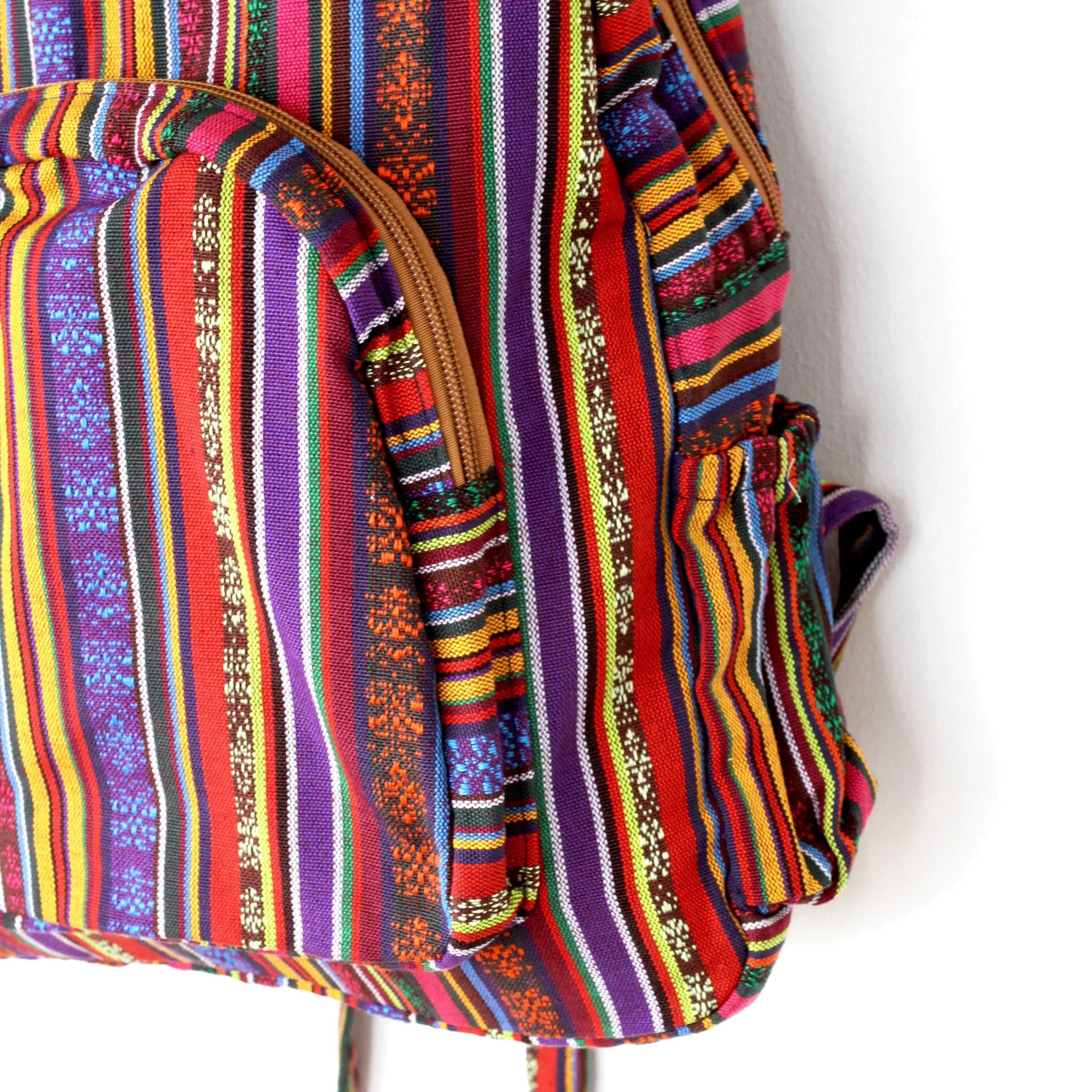 Boho Style Thailand Cotton Backpack-Green Row