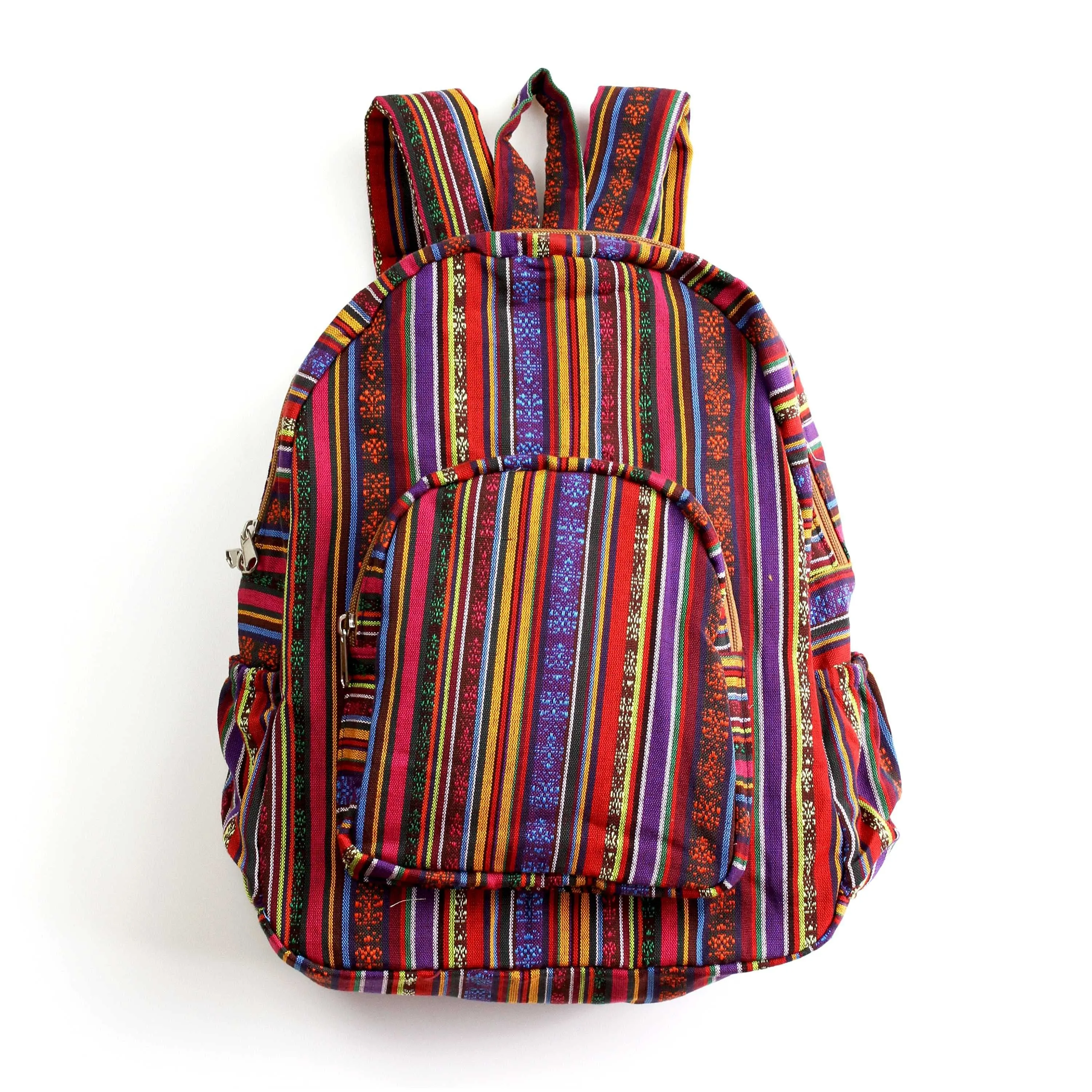 Boho Style Thailand Cotton Backpack-Green Row