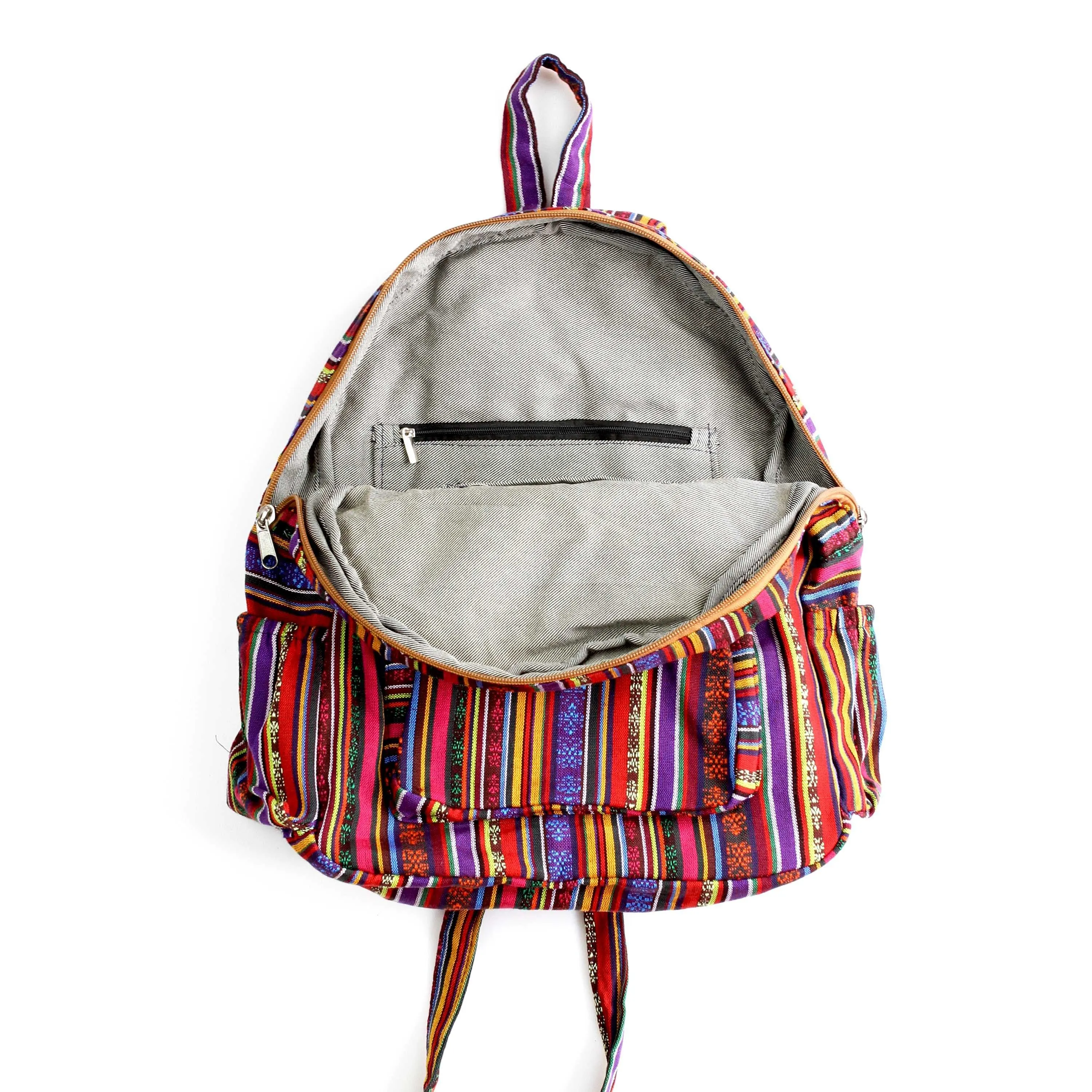 Boho Style Thailand Cotton Backpack-Green Row