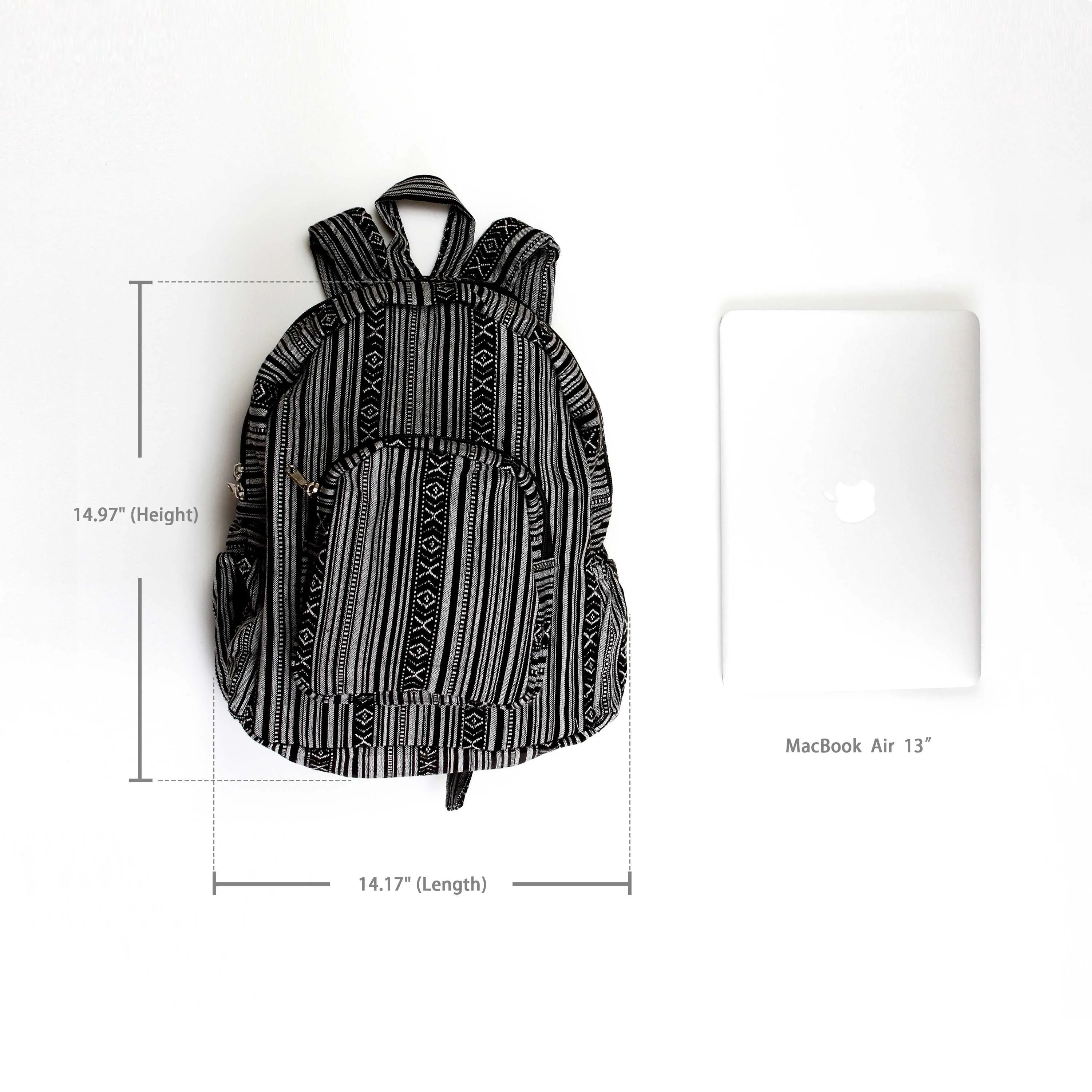 Boho Style Thailand Cotton Backpack-Green Row