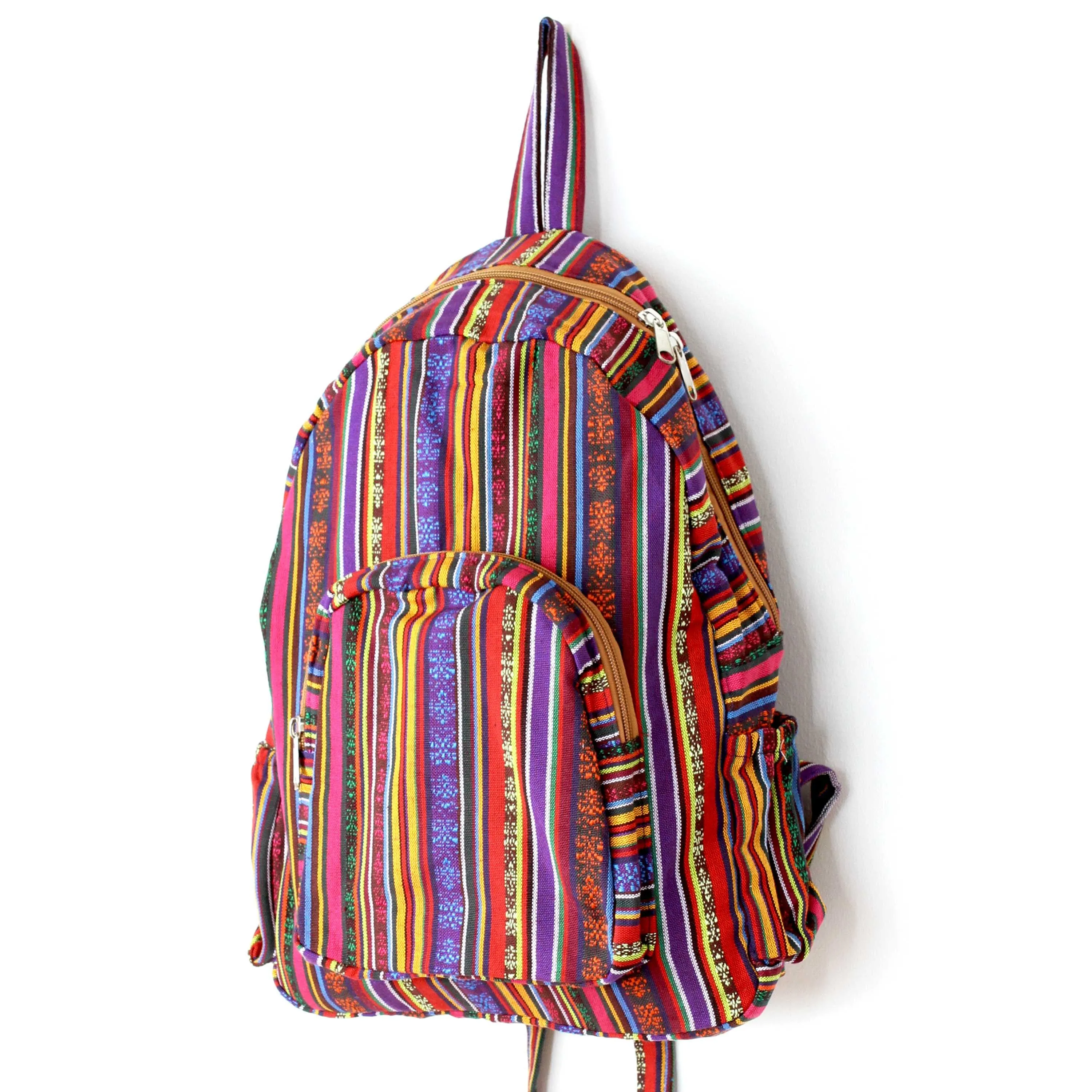 Boho Style Thailand Cotton Backpack-Green Row