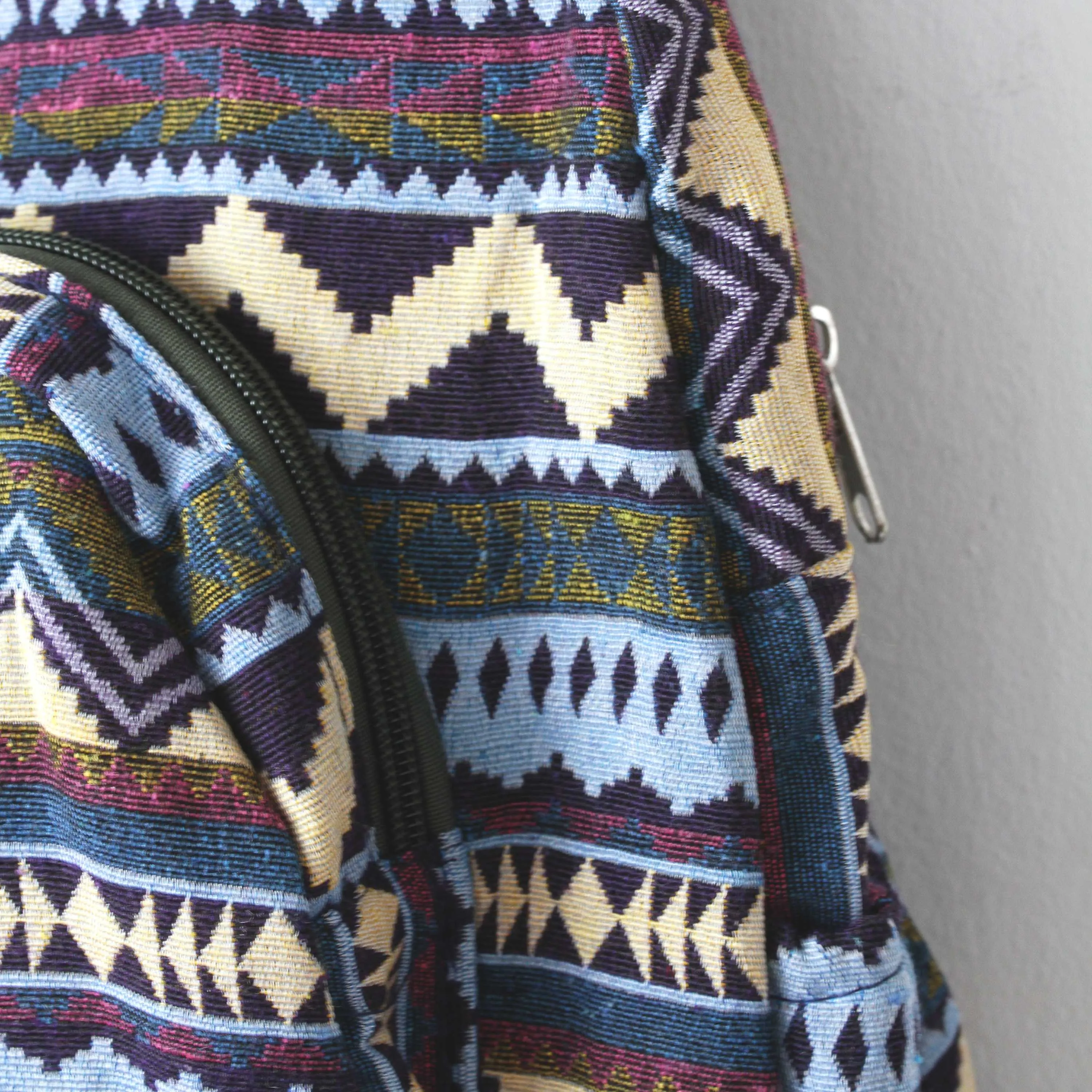 Boho Style Thailand Cotton Backpack-Green Row