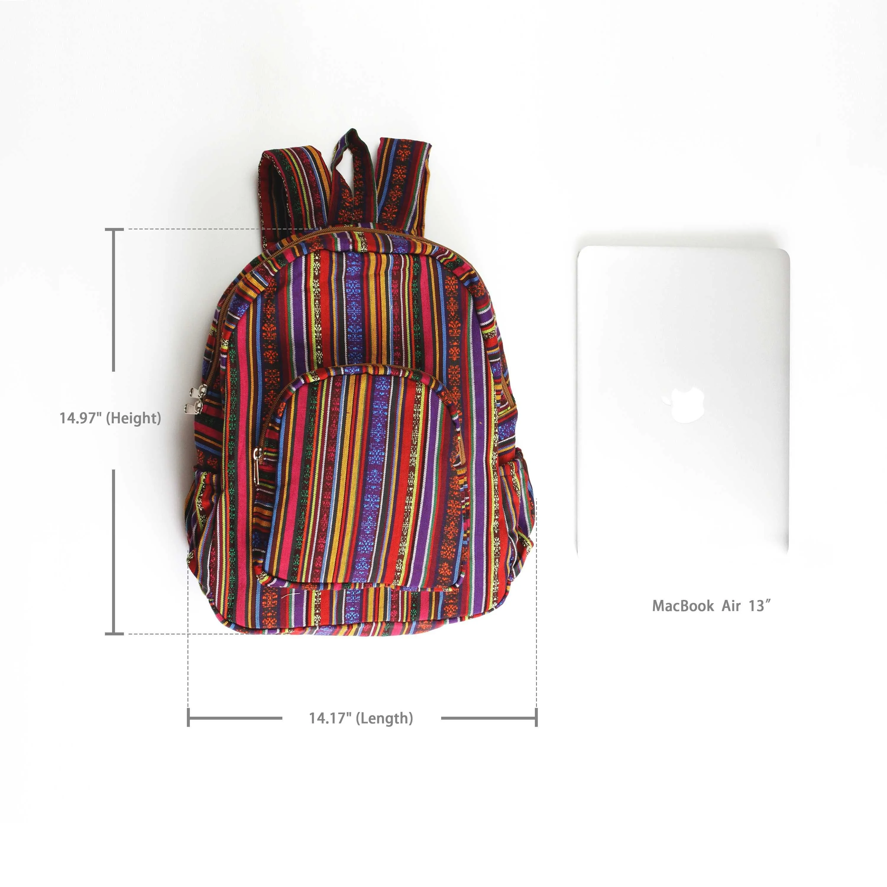 Boho Style Thailand Cotton Backpack-Green Row