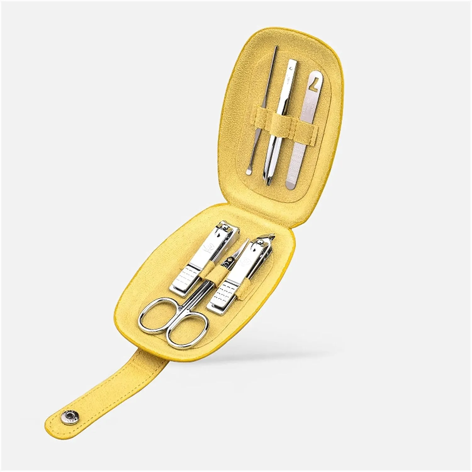 BONAD Toenail Clippers Nail Clippers,Mini Manicure Set Nail Clipper Set 6 in 1 Stainless Steel Pedicure Care Grooming Kit ​with Portable Travel Case Nail Clipper Set (Color : Yellow)