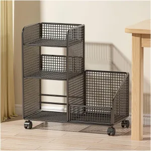 Bookcase Movable Bookshelf Desk Floor Storage Rack School Bag Book Storage Cabinet Office Wheeled Trolley Book Shelf