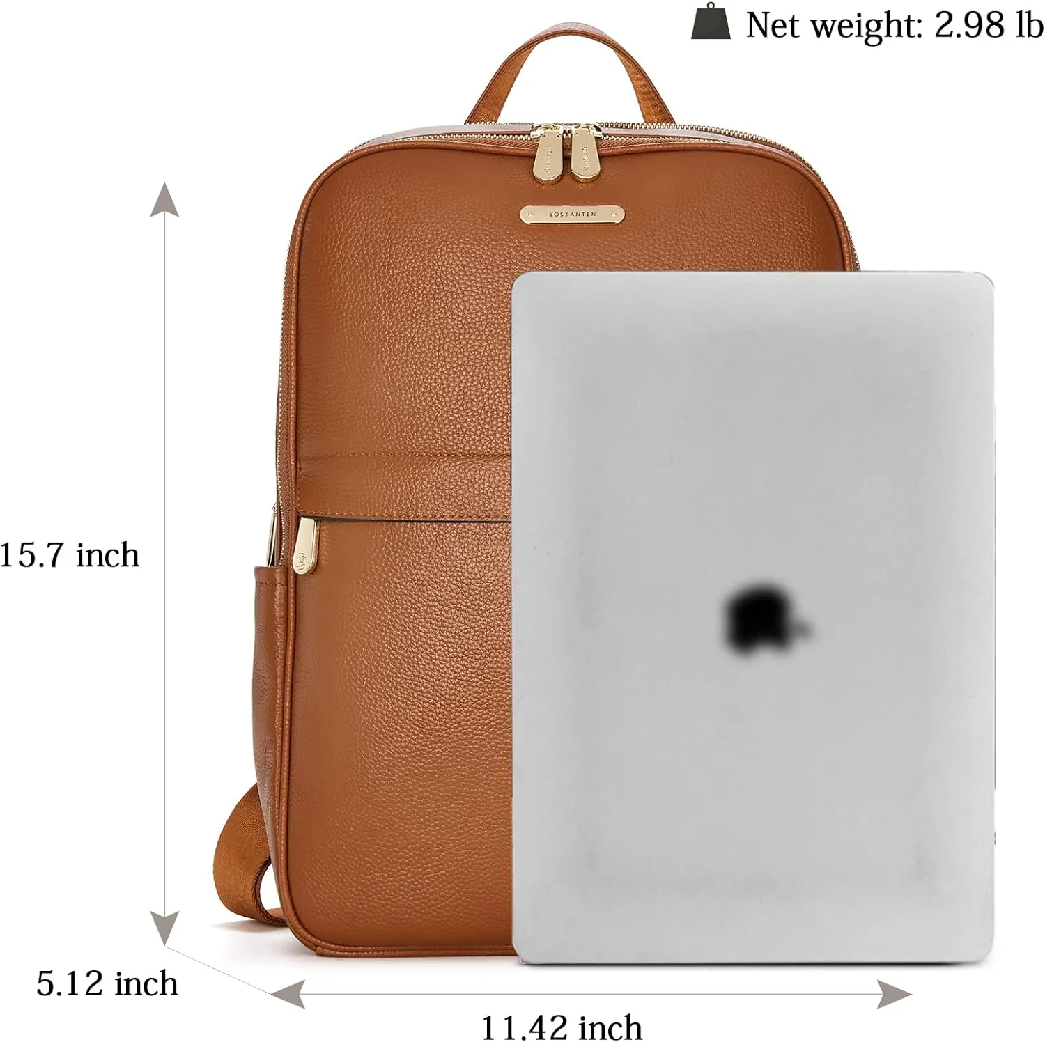 BOSTANTEN Genuine Leather 15.6 inch Laptop Backpack Purse for Women College Casual Backpack Travel Bag