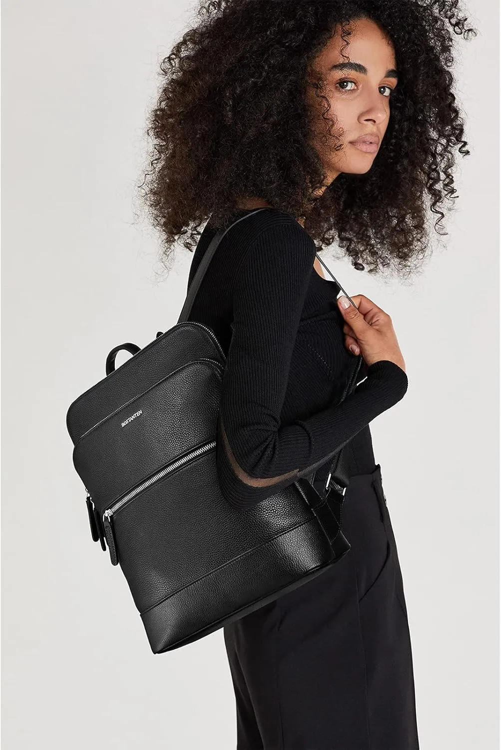 BOSTANTEN Leather Laptop Backpack for Women 15.6 inch Computer Bag Travel Work Daypack Large Size Bag