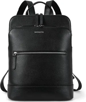 BOSTANTEN Leather Laptop Backpack for Women 15.6 inch Computer Bag Travel Work Daypack Large Size Bag