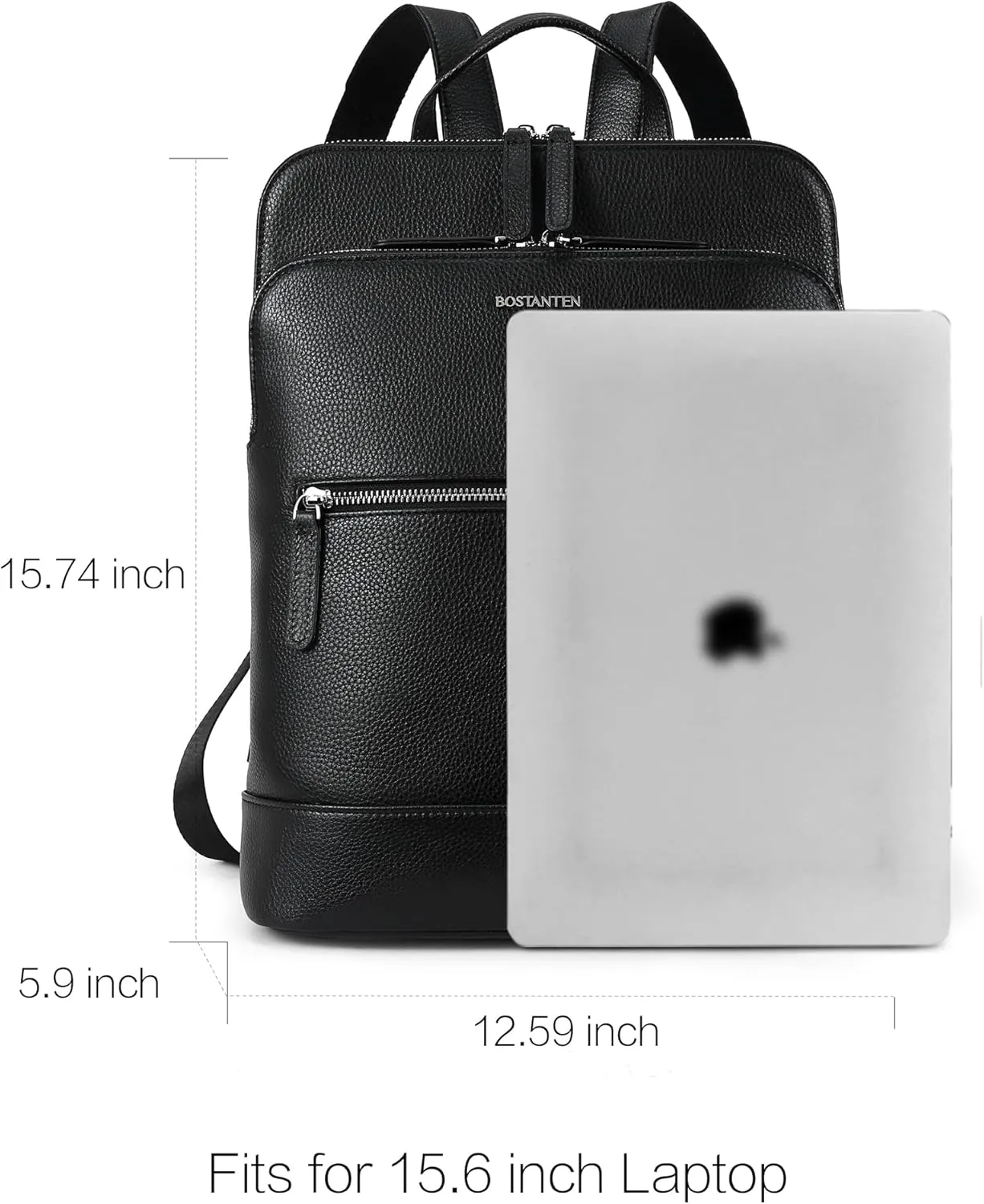 BOSTANTEN Leather Laptop Backpack for Women 15.6 inch Computer Bag Travel Work Daypack Large Size Bag