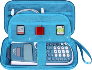 BOVKE Carrying Case for Texas Instruments TI-30XS Multiview/TI-34 Multiview/TI-36X Pro Scientific Calculator, Extra Mesh Pocket for USB Cables Pens Other School Supplies, Blue