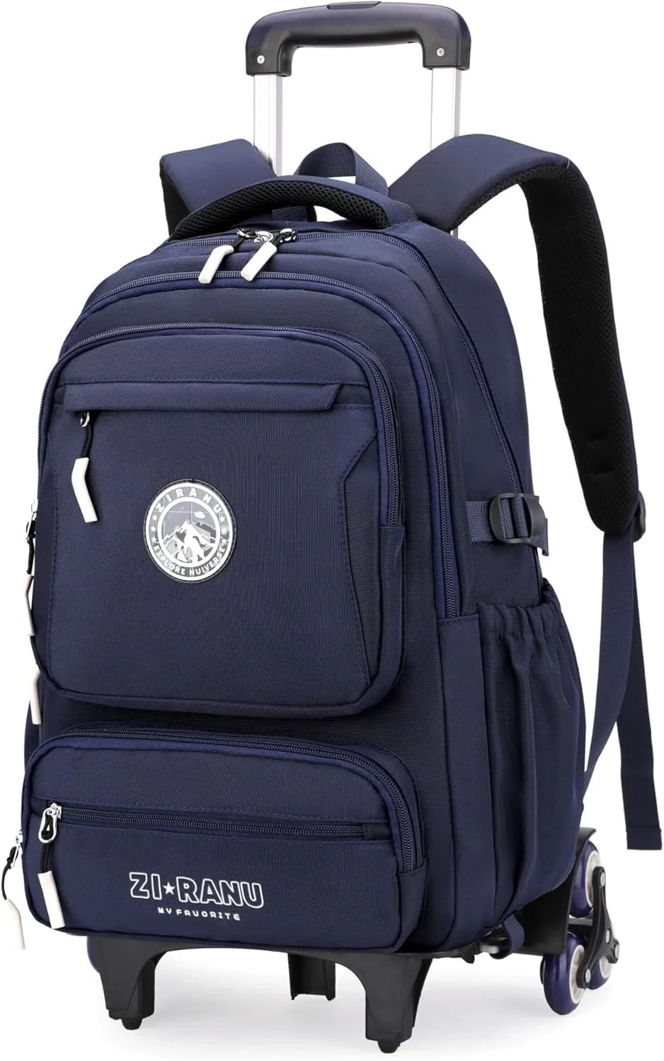 Boys Backpack with 6 Wheels for School Kids, Rolling Backpack for Teen Boys on Wheels, Dark-blue