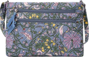 Brentano Cotton quilted Multi-zipper crossbody purse