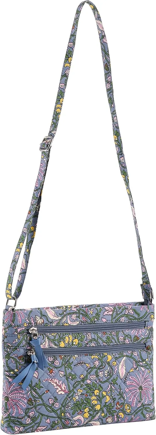 Brentano Cotton quilted Multi-zipper crossbody purse