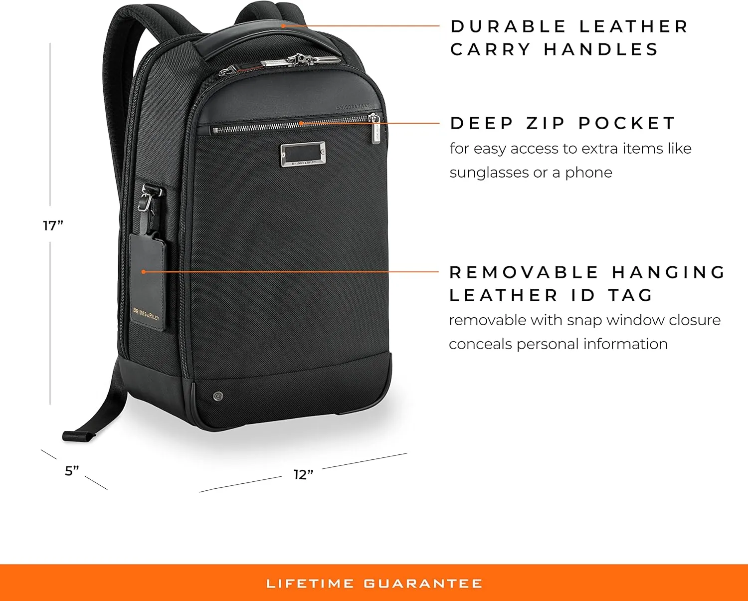 Briggs & Riley @ Work Medium Slim Backpack, Black, Large