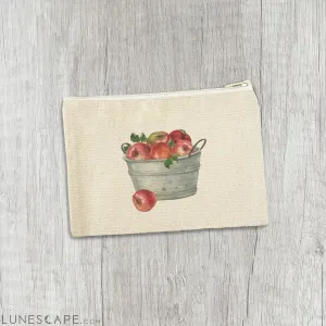 Bucket of Red Apples - Canvas Zipper Pouch