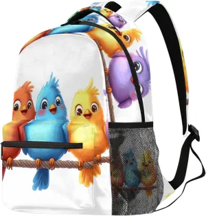 Budxapjw Colored Bird Travel Laptop Backpack for Women Men Animal Bird Waterproof Bag with Adjustable Padded Shoulder Straps for Business Work Travel Hiking Camping
