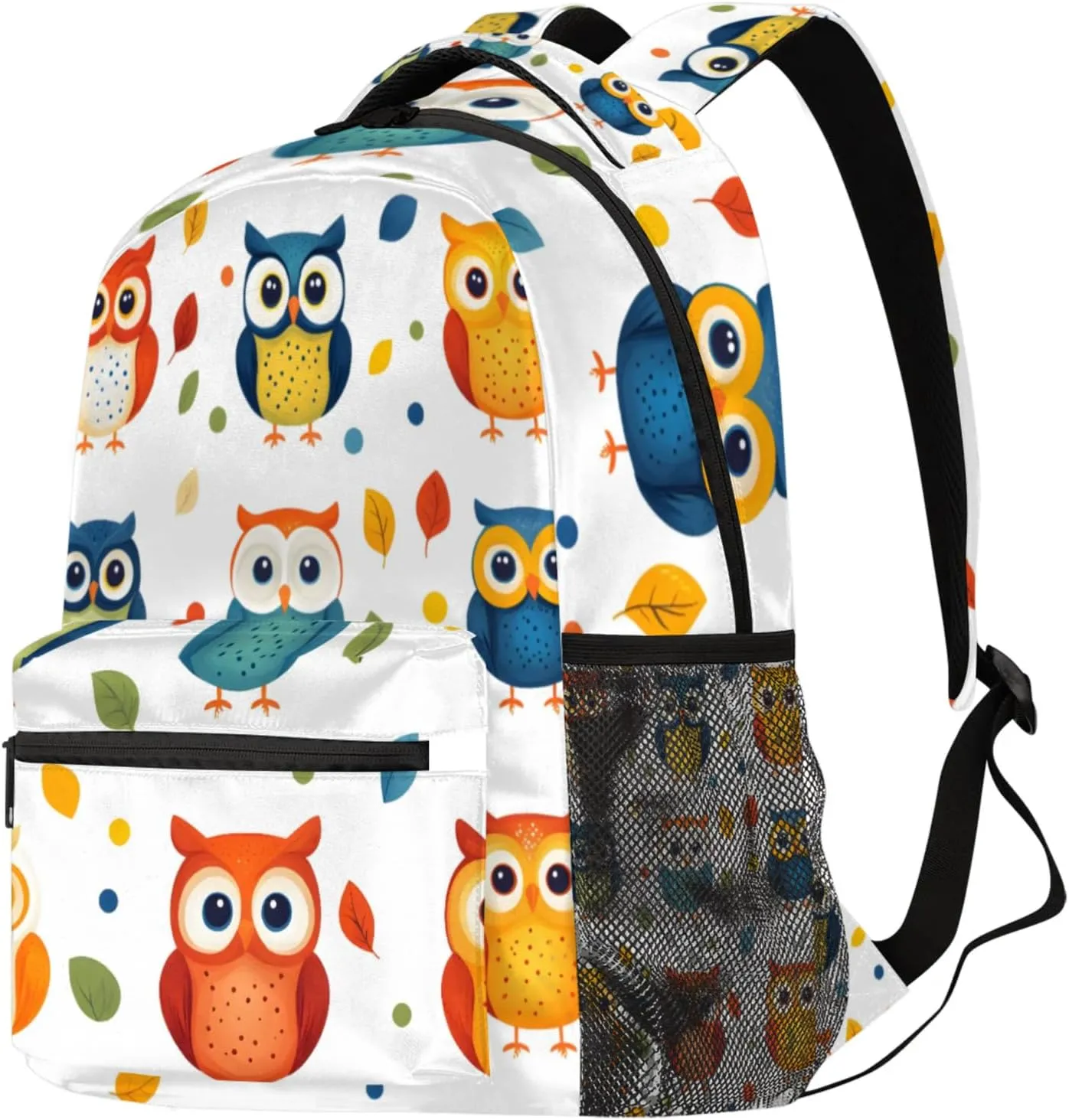 Budxapjw Colorful Owl Travel Laptop Backpack for Women Men Lovely Owl Waterproof Bag with Adjustable Padded Shoulder Straps for Business Work Travel Hiking Camping