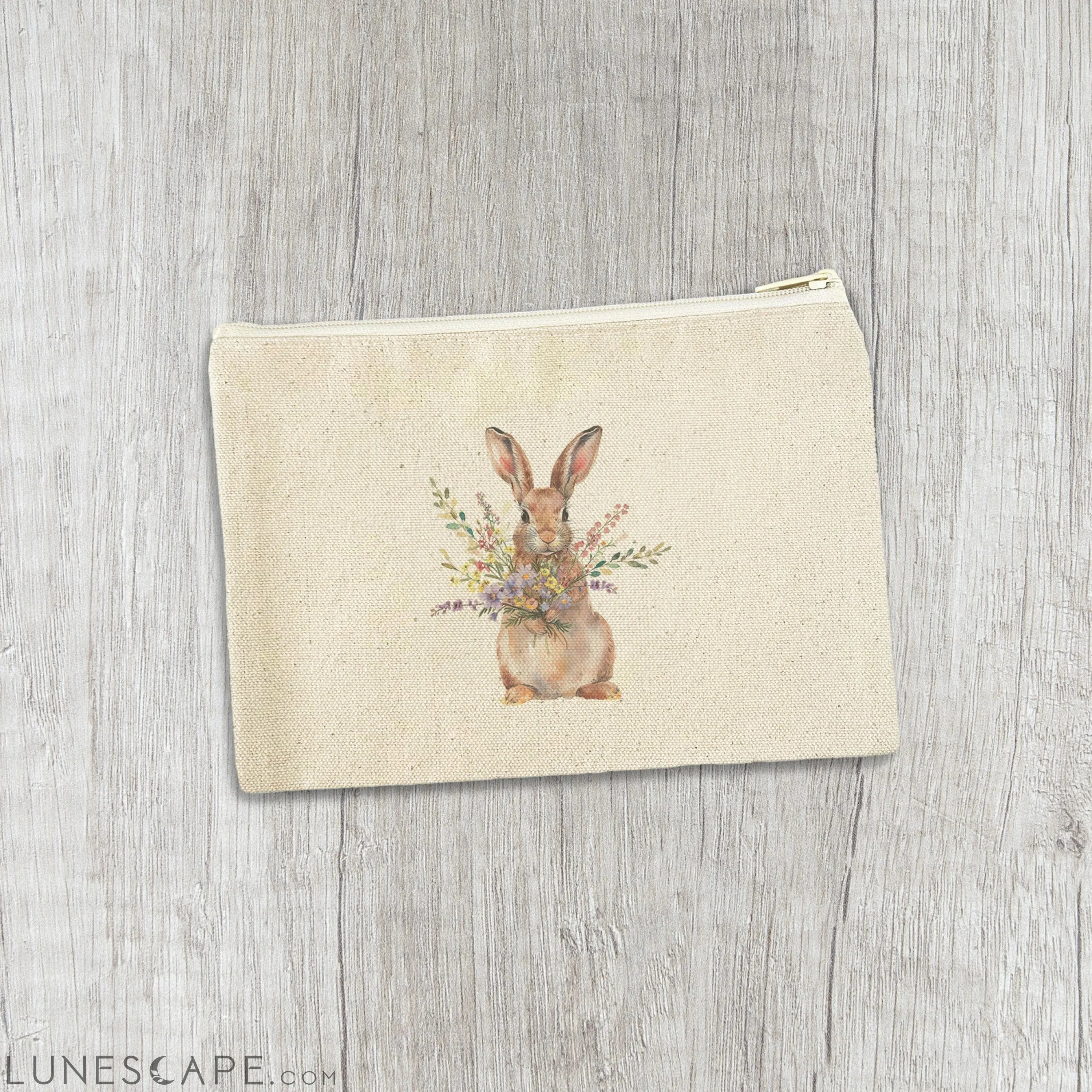 Bunny Bouquet - Canvas Zipper Pouch