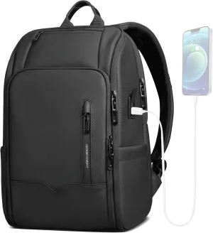 Business Backpack Computer Bag for 15.6 Inch Laptop for Men Women with USB Charging Port Water-Resistant Anti-theft Luggage Backpack Suitcase Casual Daypack for College Weekender Hikking Travel-Black