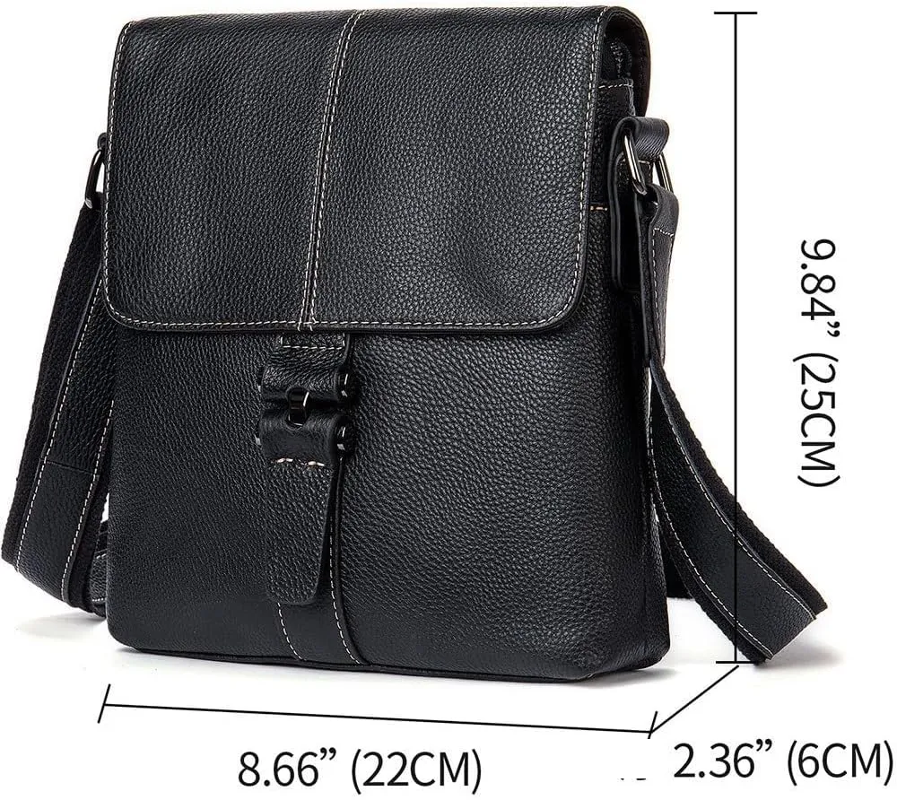 Business Casual Men's First Layer Shoulder Crossbody Bag Retro Clamshell