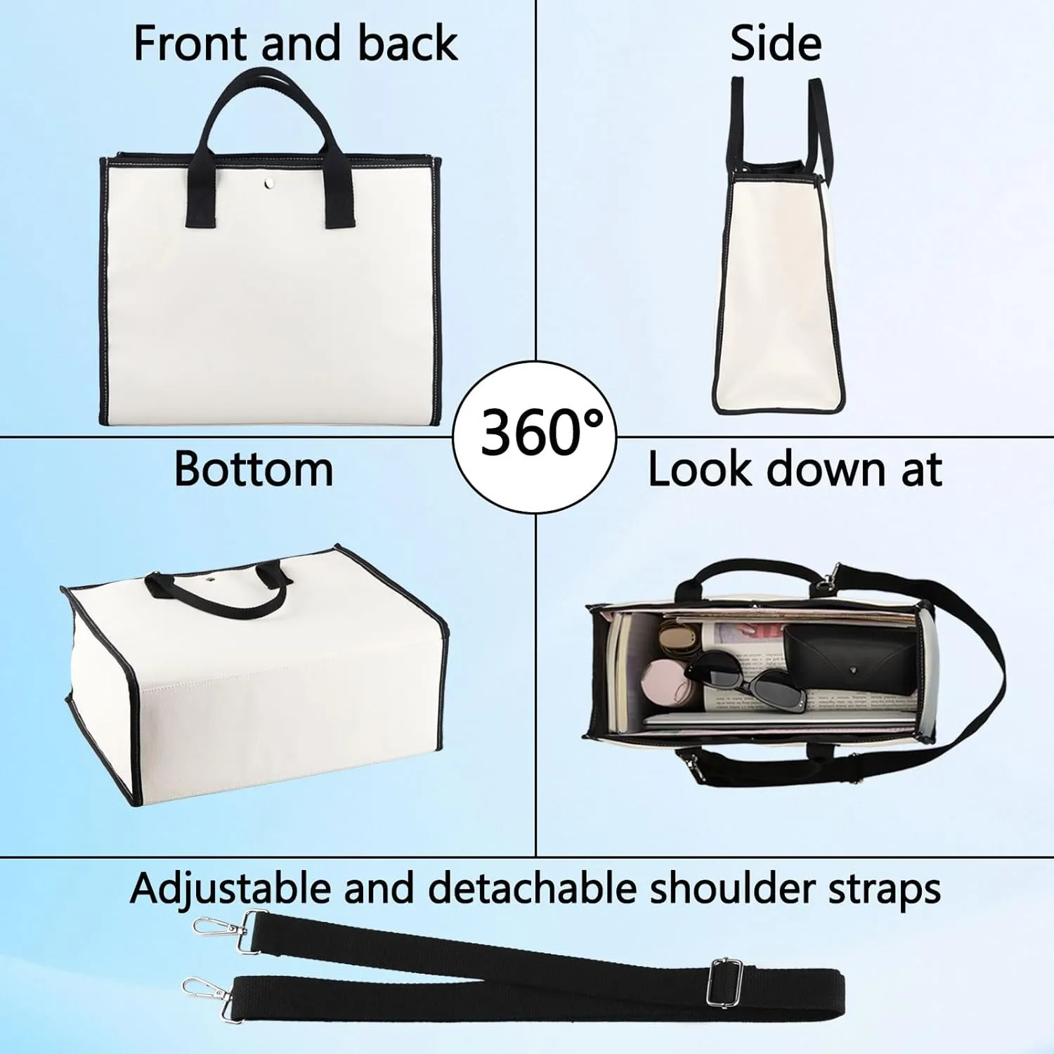 BWKTOP London Canvas Tote Bag - London Souvenirs Gifts - Shoulder & Travel Bag