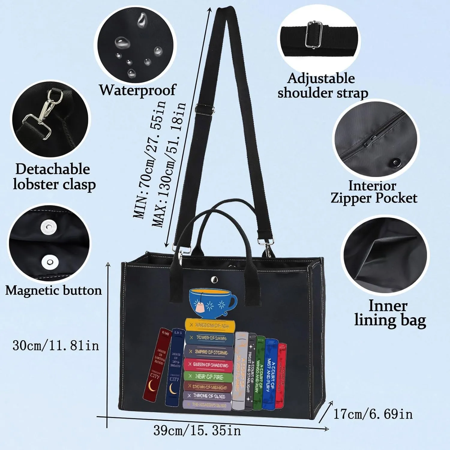 BWWKTOP Bookworm Canvas Tote Bag Night Book Gifts Readers Shoulder Bag Bookish Merchandise
