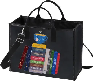 BWWKTOP Bookworm Canvas Tote Bag Night Book Gifts Readers Shoulder Bag Bookish Merchandise