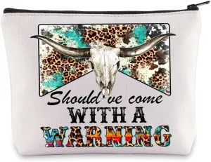 BWWKTOP Country Singer Cosmetic Makeup Bag Country Music Lover Gift Should 've Come With A Warning Song Lyrics Zipper Pouch Bag (Warning)