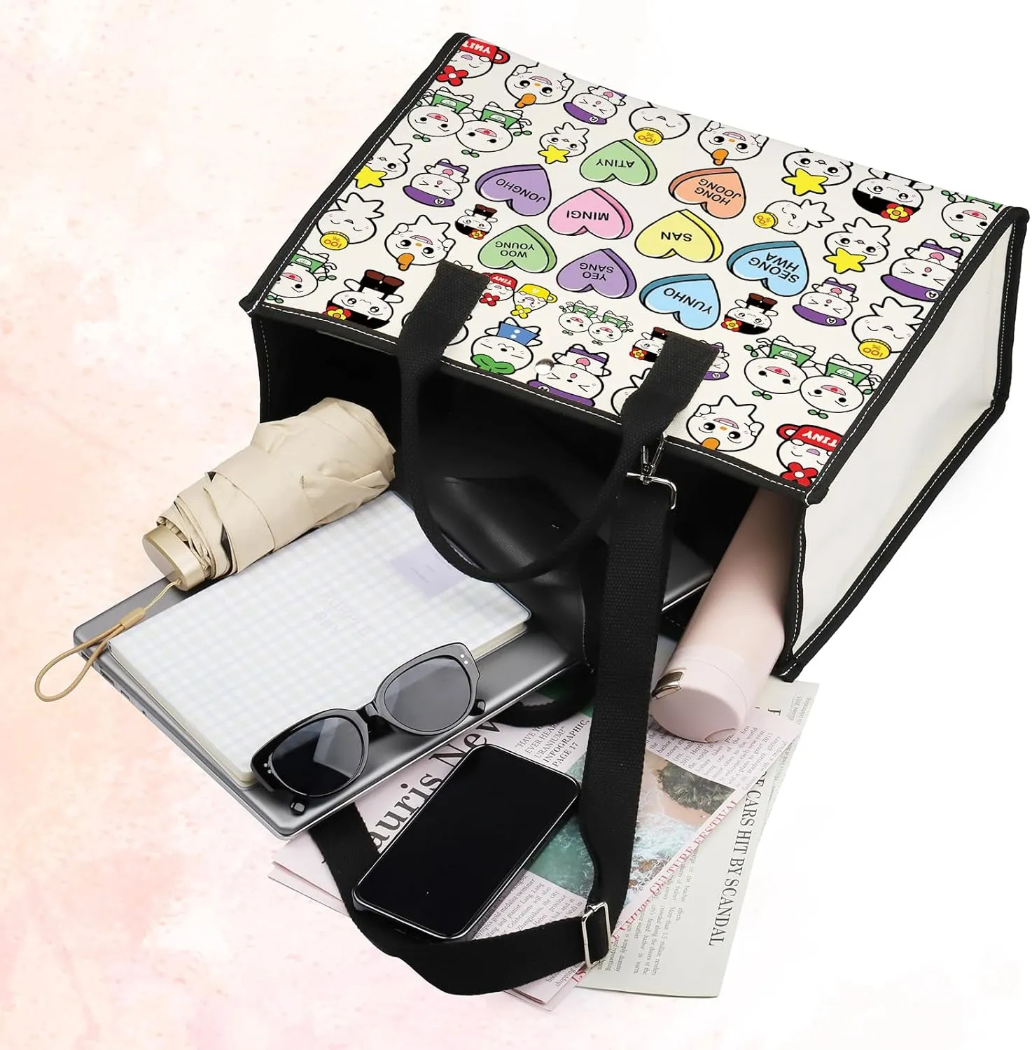 BWWKTOP K-Pop Cosmetic Makeup Bag Korean Group Fans Gift Korean Members Travel Zipper Pouch Bag (YUNH BG
