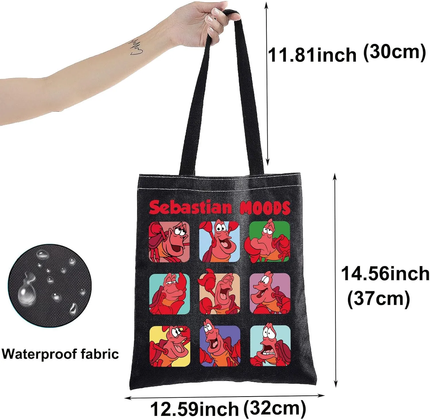 BWWKTOP Sebastian Crab Tote Bag Sebastian Fans Gift Sebastian Moods Shoulder Bag Sebastian Merchandise