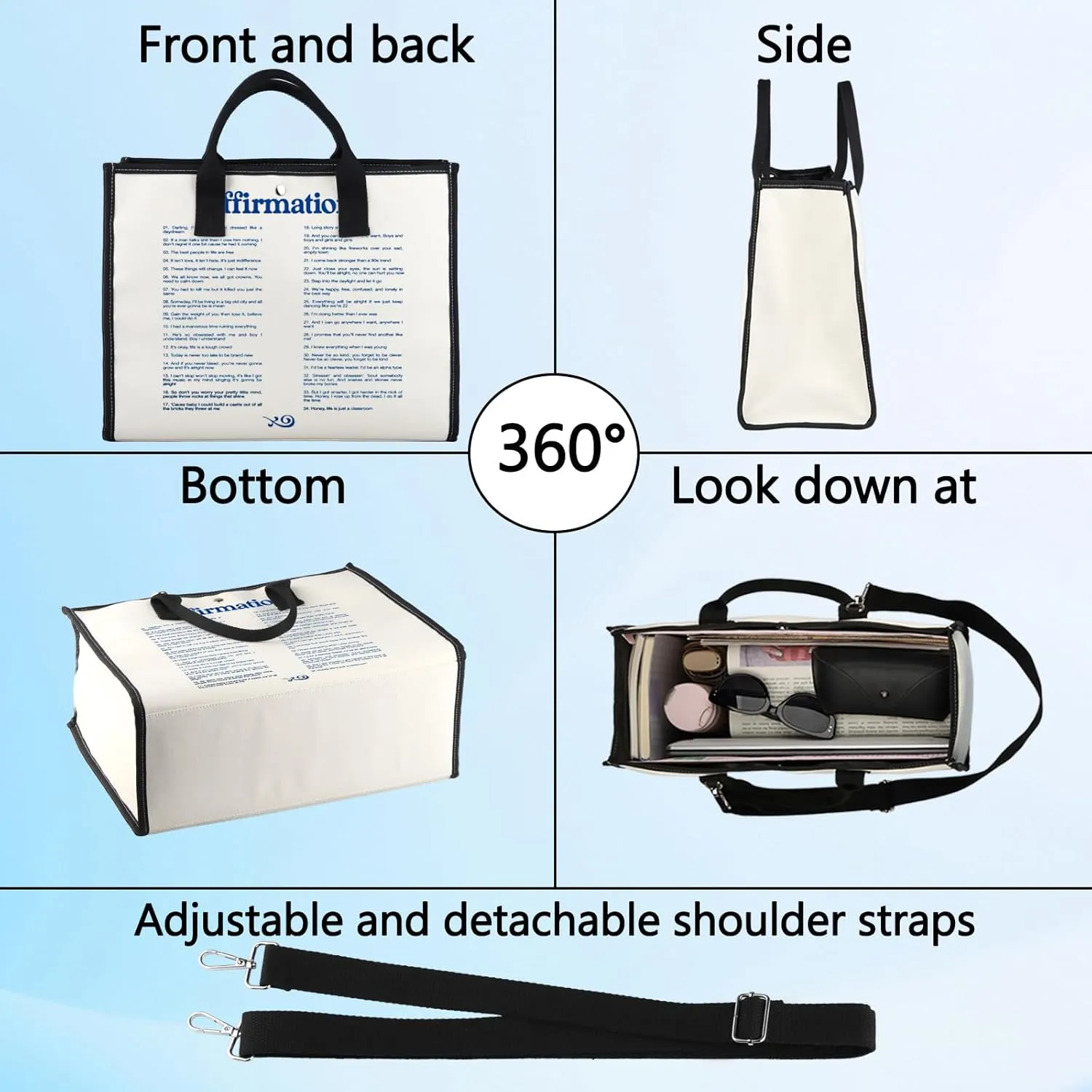 BWWKTOP Song Lyrics Canvas Tote Bag Singer Album Inspired Gifts Singer Fans Shoulder Bag For Fans (affirmation BG)