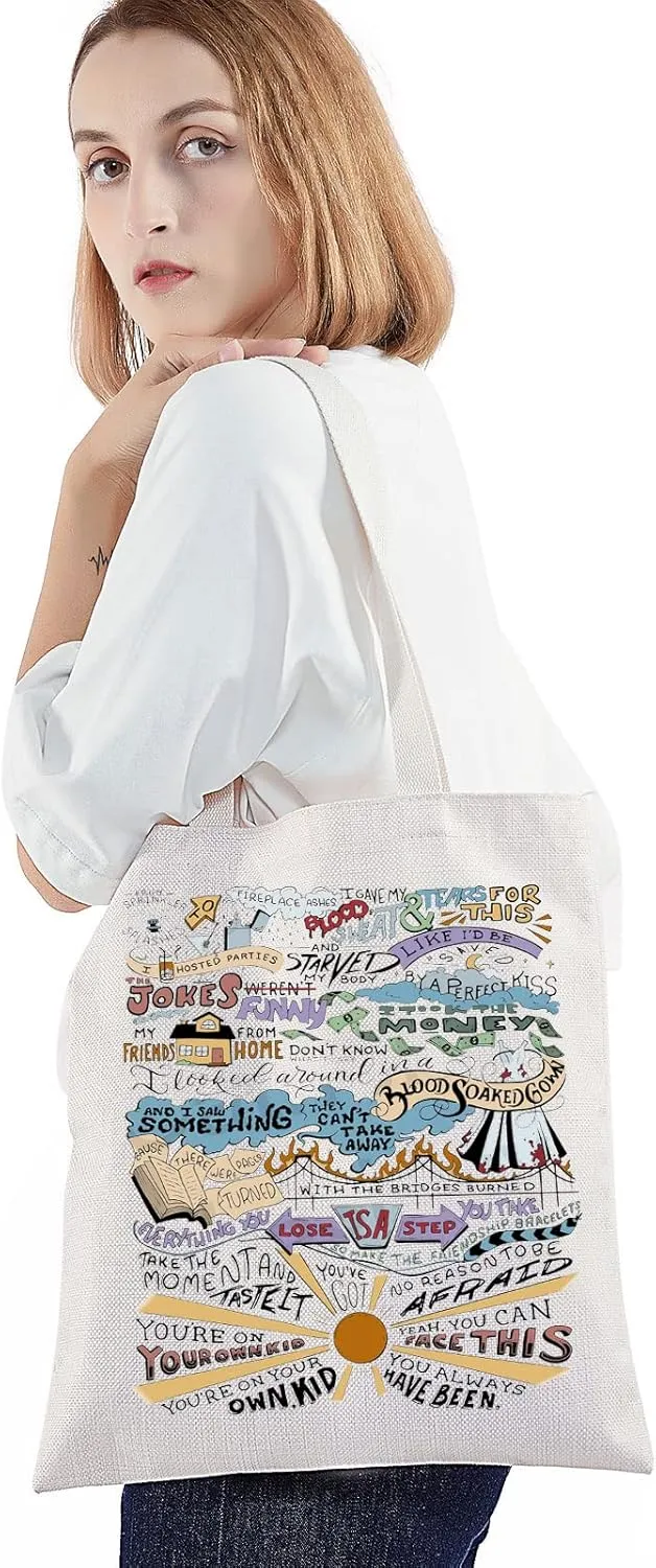 BWWKTOP Song Lyrics Canvas Tote Bag Singer Fans Gift Song Lyrics Inspired Shoulder Bag Singer Merchandise