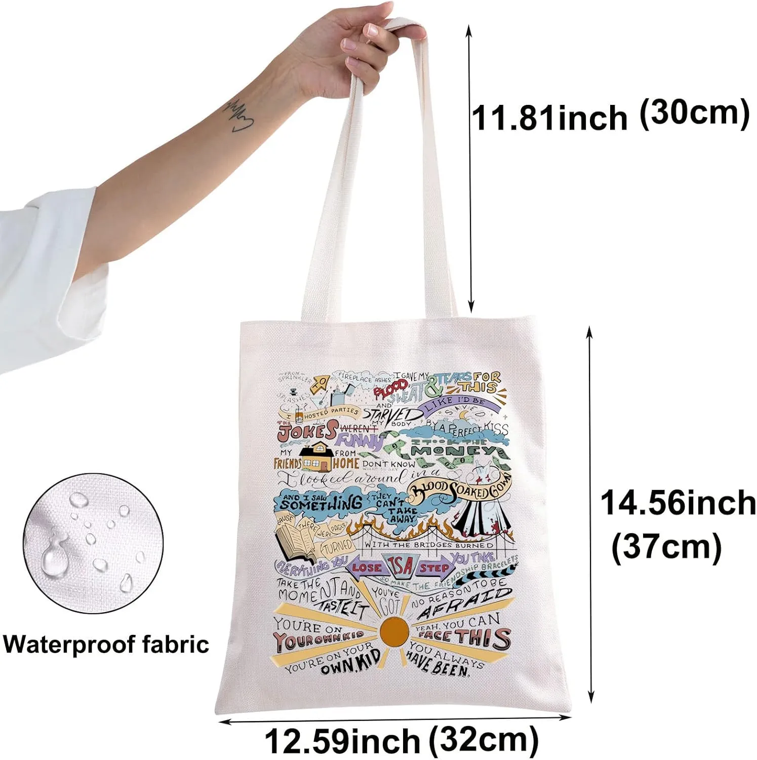 BWWKTOP Song Lyrics Canvas Tote Bag Singer Fans Gift Song Lyrics Inspired Shoulder Bag Singer Merchandise