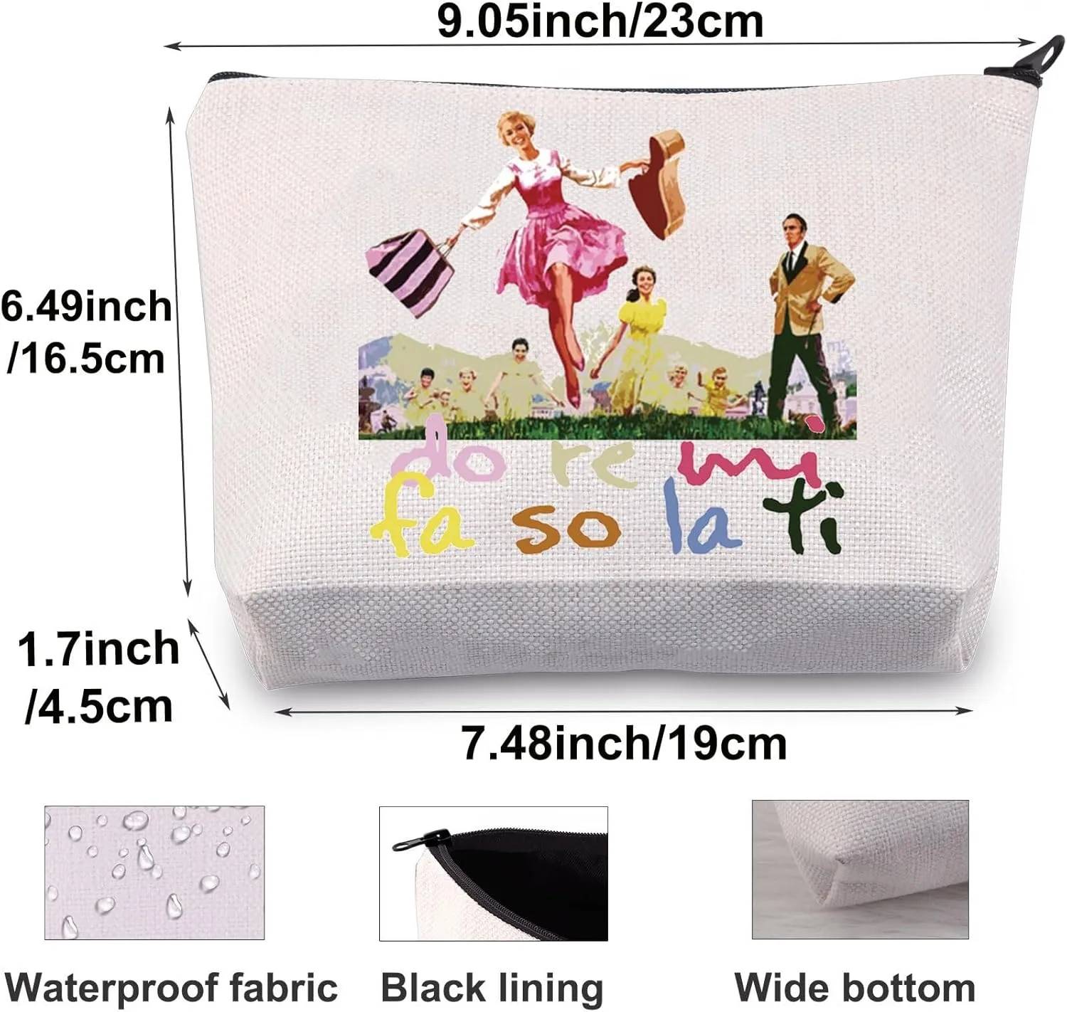 BWWKTOP Sound Musical Cosmetic Makeup Bag Von Trapp Gift Do Re Mi Fa So La Ti Theater Zipper Pouch Bag Musical Merchandise (Do Re Mi)