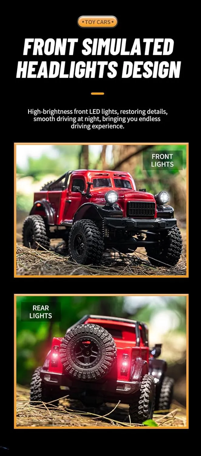 C8813 1/18 Scale RC Crawler, 12KM/H High Speed Car, 4WD Waterproof Remote Control Truck All-Terrain Rock Climbing Vehicle, for Adults (Gray/3 Battery)