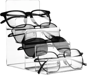 Cabilock Purse Display Stand Acrylic Wallet Holder 4 Layers Purse Stand Shelf Jewelry Glasses Display Riser Shelf Showcase Fixtures for Retail Store Home