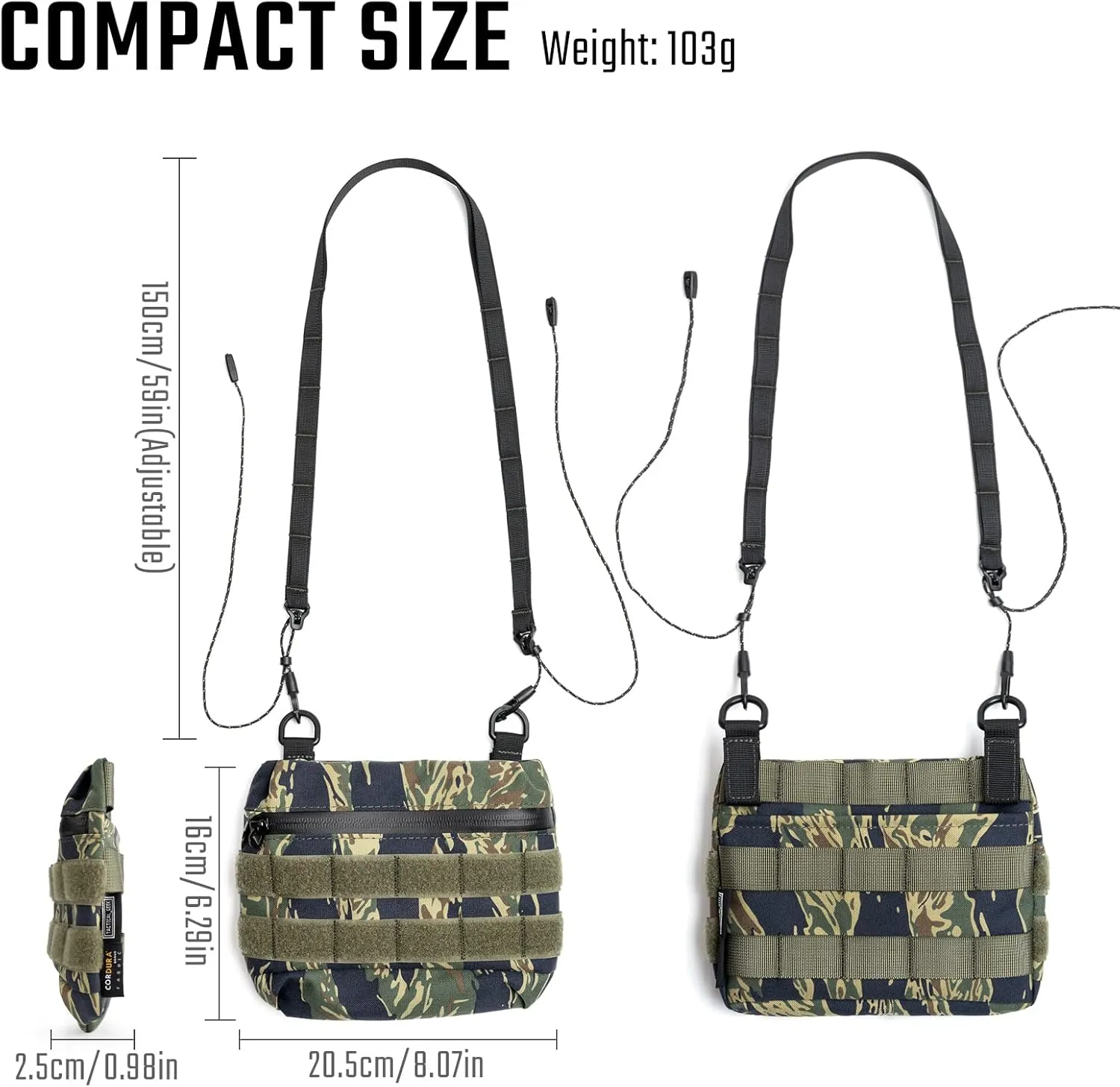 Cache L2 EDC Sling Bag, Nylon Crossbody Bag Organizer, EDC Molle Bag, Multifunctional Shoulder Small Bag for Daily Hiking Carry, Camouflage