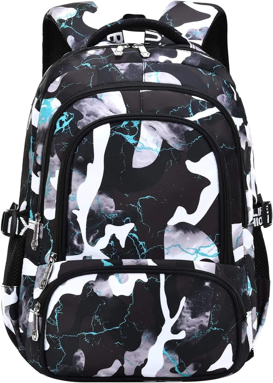 Camo Backpack for Kids, Lightweight Camo Backpack Elementary Middle School Backpack Water Repellent Bookbag (Camo Black Green)
