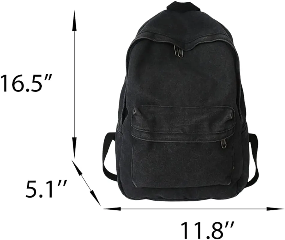 Canvas Backpack for Women Men Vintage Aesthetic Bags Travel Daypack Boho Hippie Grunge Backpack (Sage Green)
