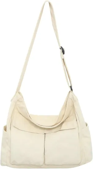 Canvas Crossbody Bag Corduroy Multi-Pocket Shoulder Tote 2025 Unisex College Casual Couple Daily Bag Work